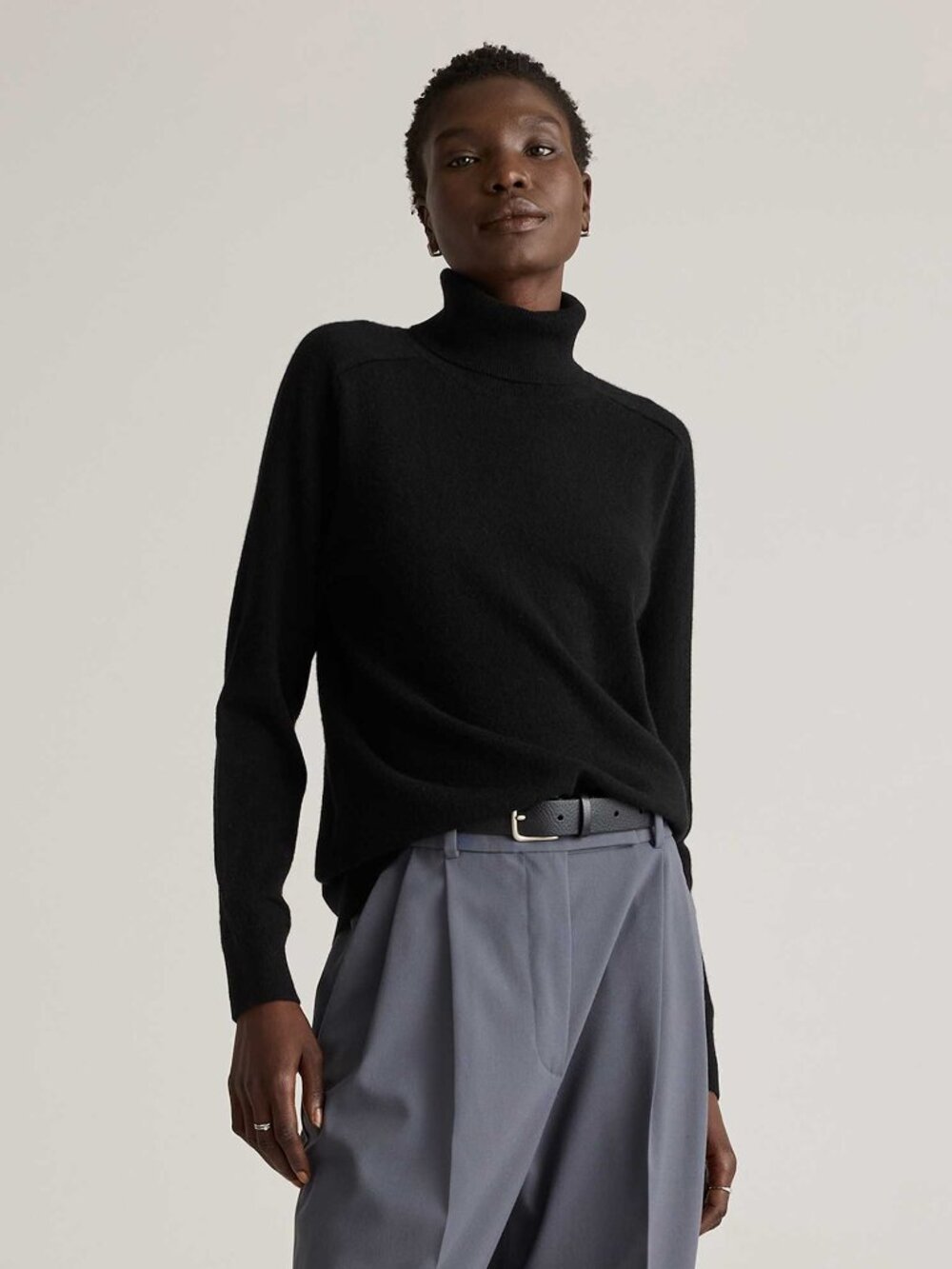 QUINCE Mongolian Cashmere Turtleneck Sweater Black S